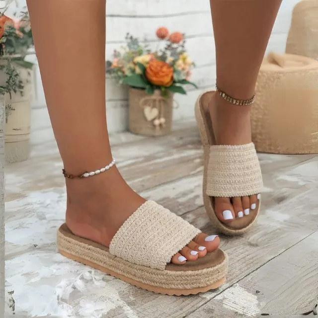 Bahama Beach Single Band Sandals Chunky Platform Flip Flops