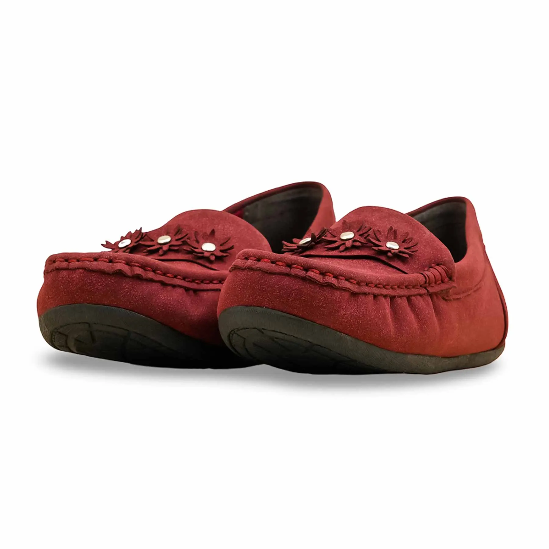 Maroon Women Moccasin WN4489 Shoes For Running And Casual