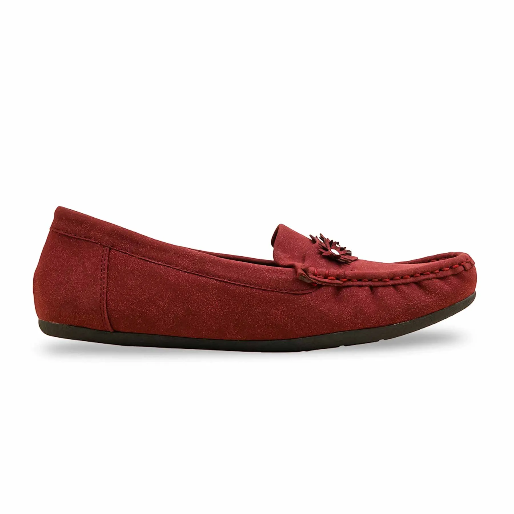 Maroon Women Moccasin WN4489 Slip Resistant Casual Shoes
