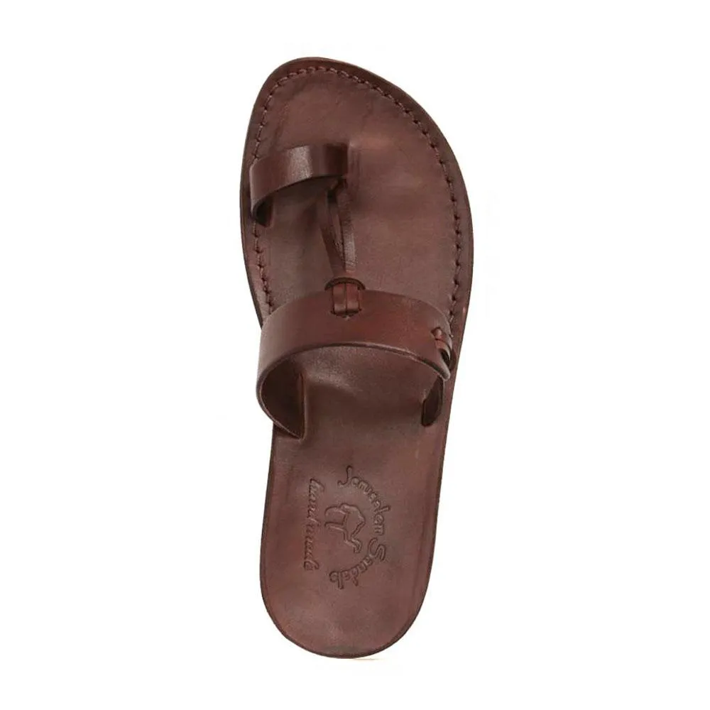 David - Leather Open Toe Sandal | Brown Back Sandals