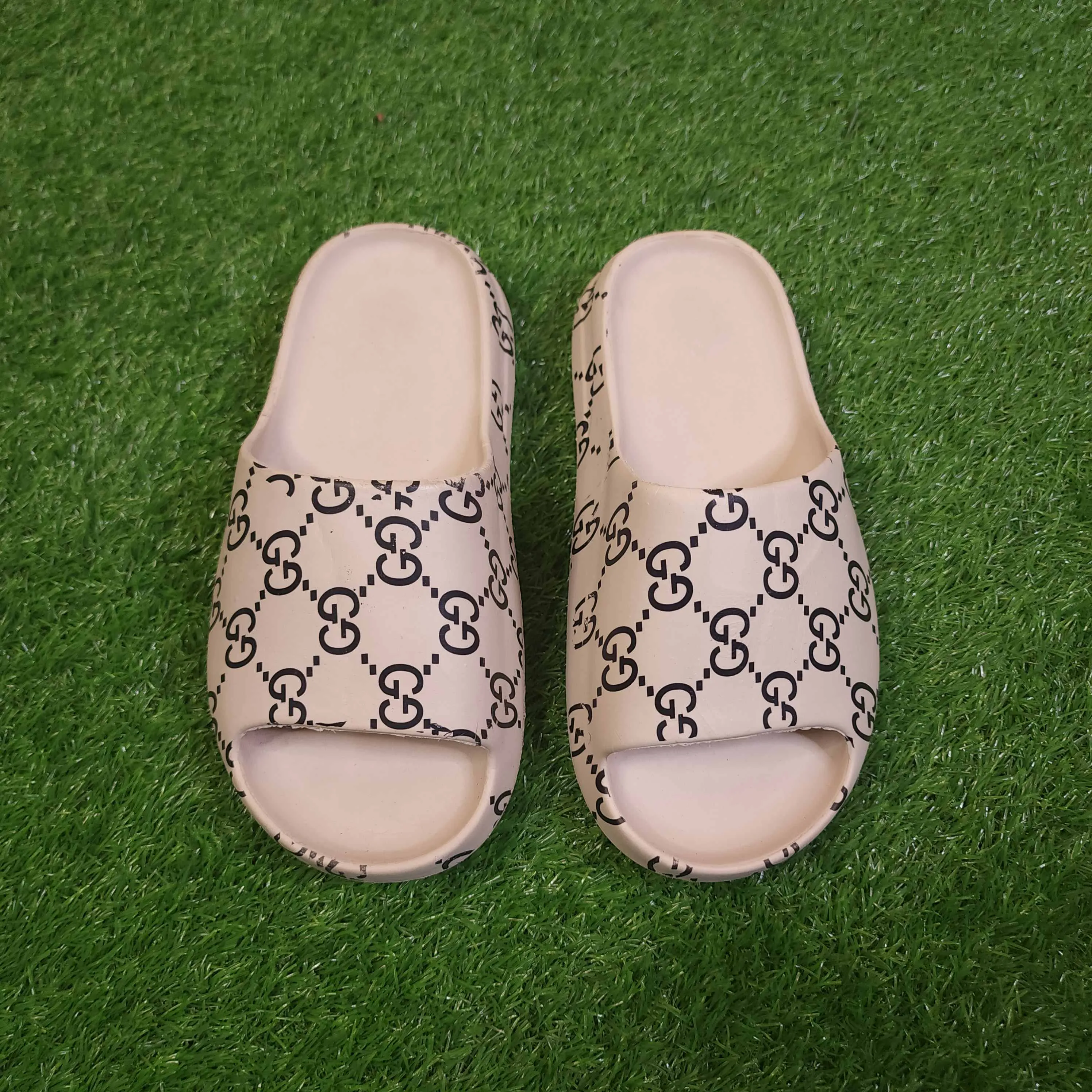 One Slide Beige Comfy Slippers