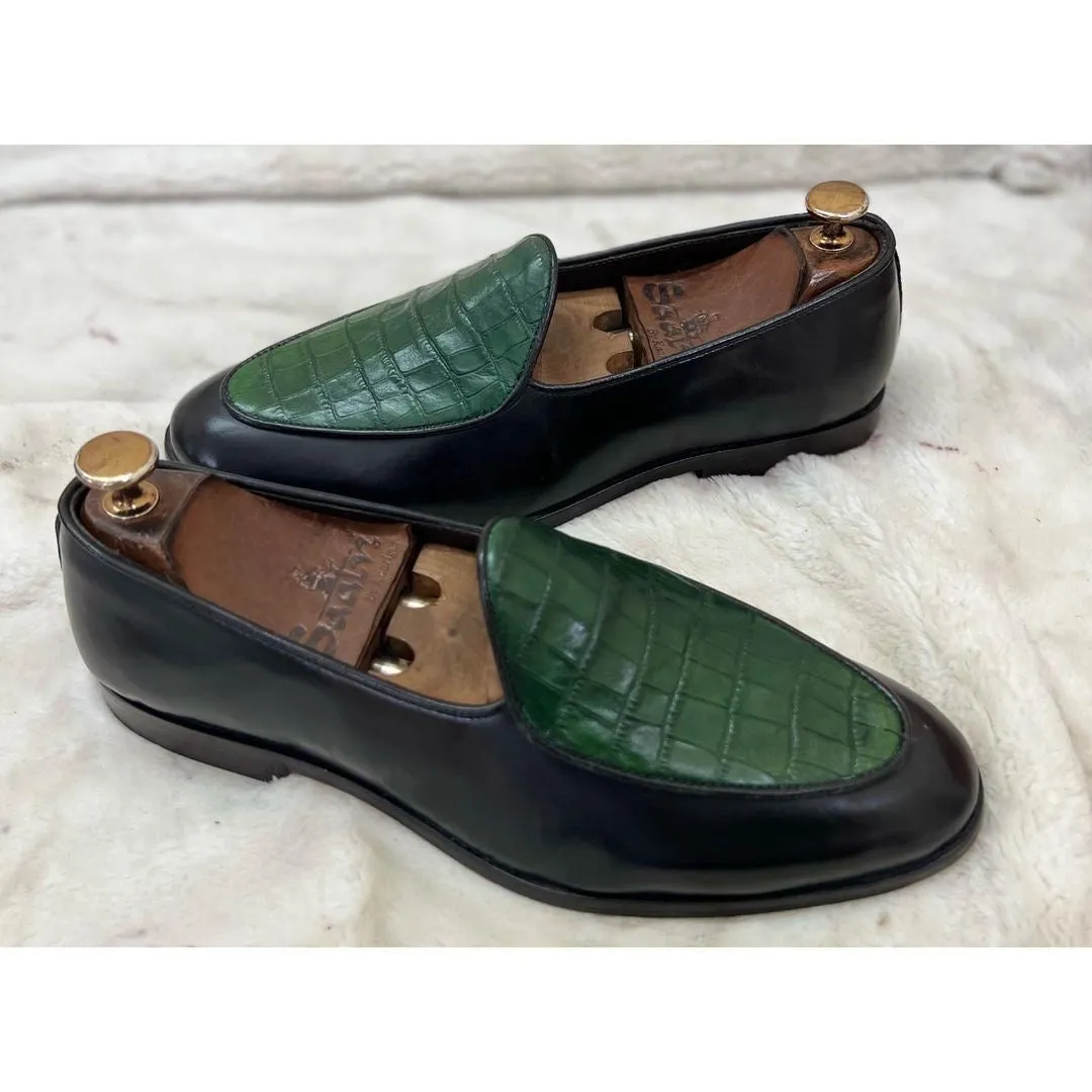 Loafers Leather Brown Belgian Loafers Green