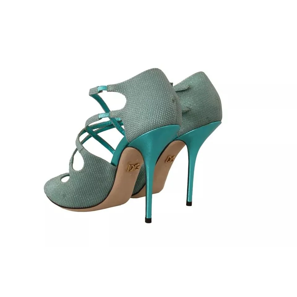 Shop Sandals Dolce & Gabbana Blue Glittered Strappy Heels Sandals Shoes