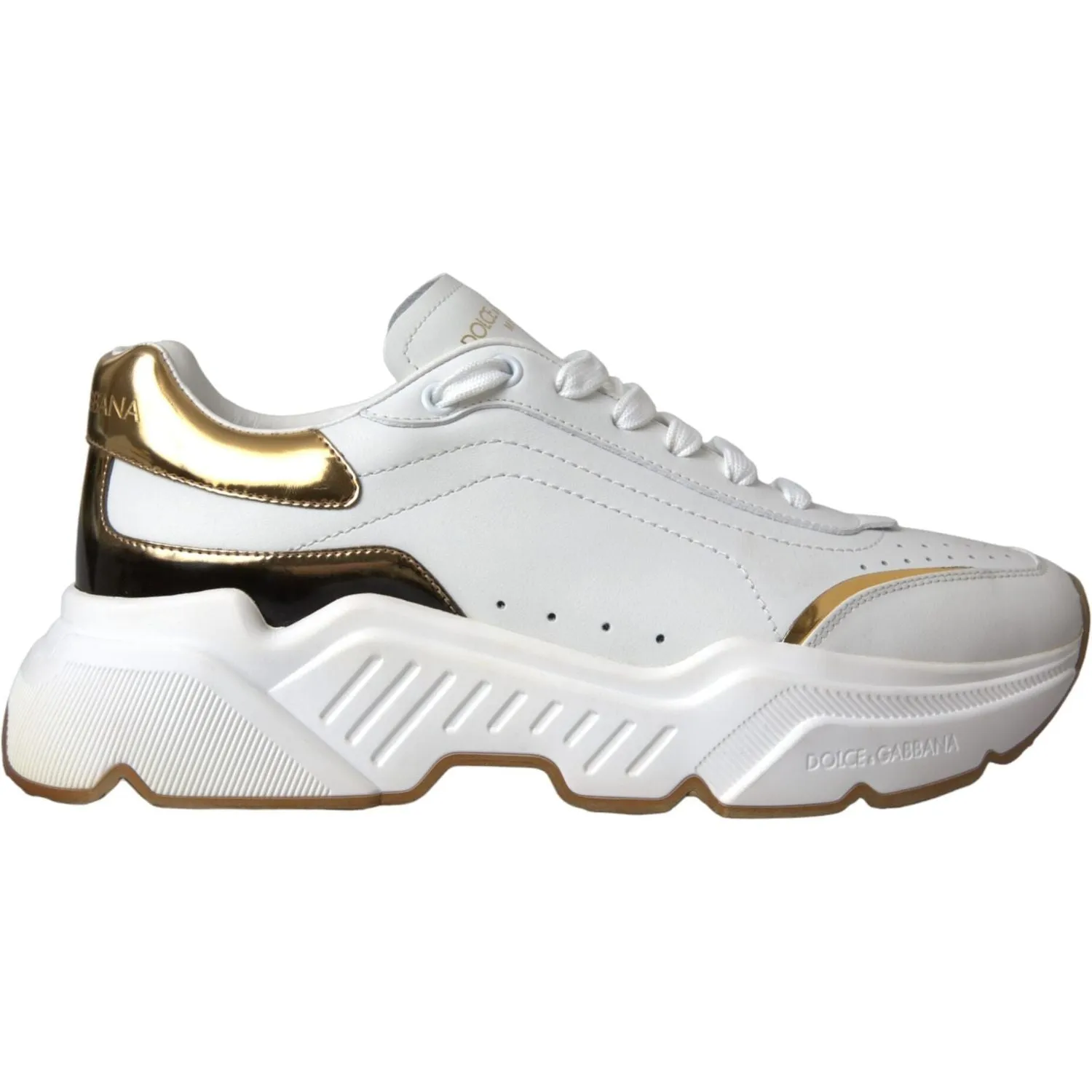 Dolce & Gabbana White Gold DAYMASTER Leather Sneakers Shoes Sneakers Sporting Goods