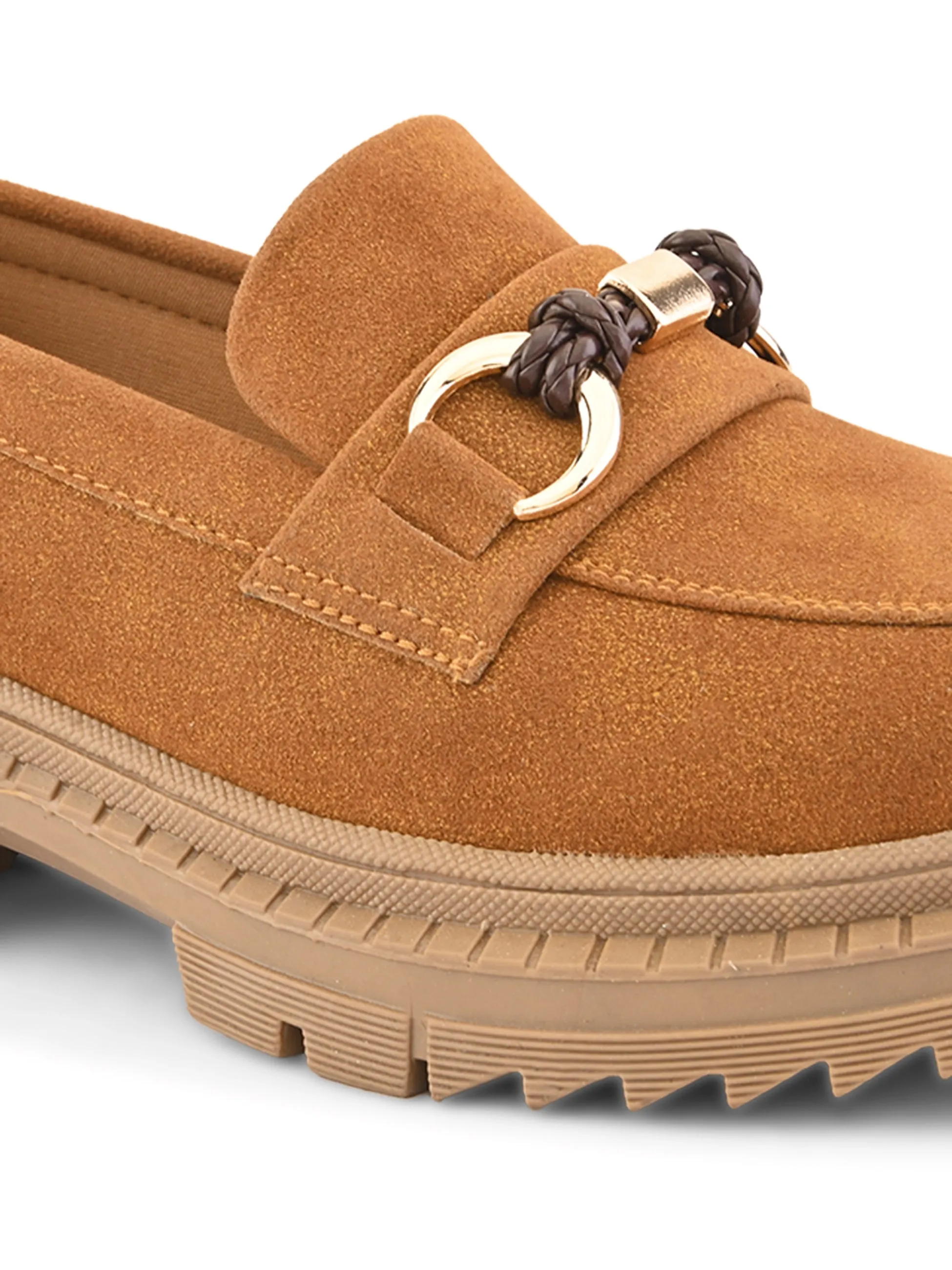 White Tassel Loafers Bisou Women Tan Chunky Loafers