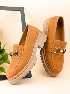 Zara Loafers With Tassels Bisou Women Tan Chunky Loafers