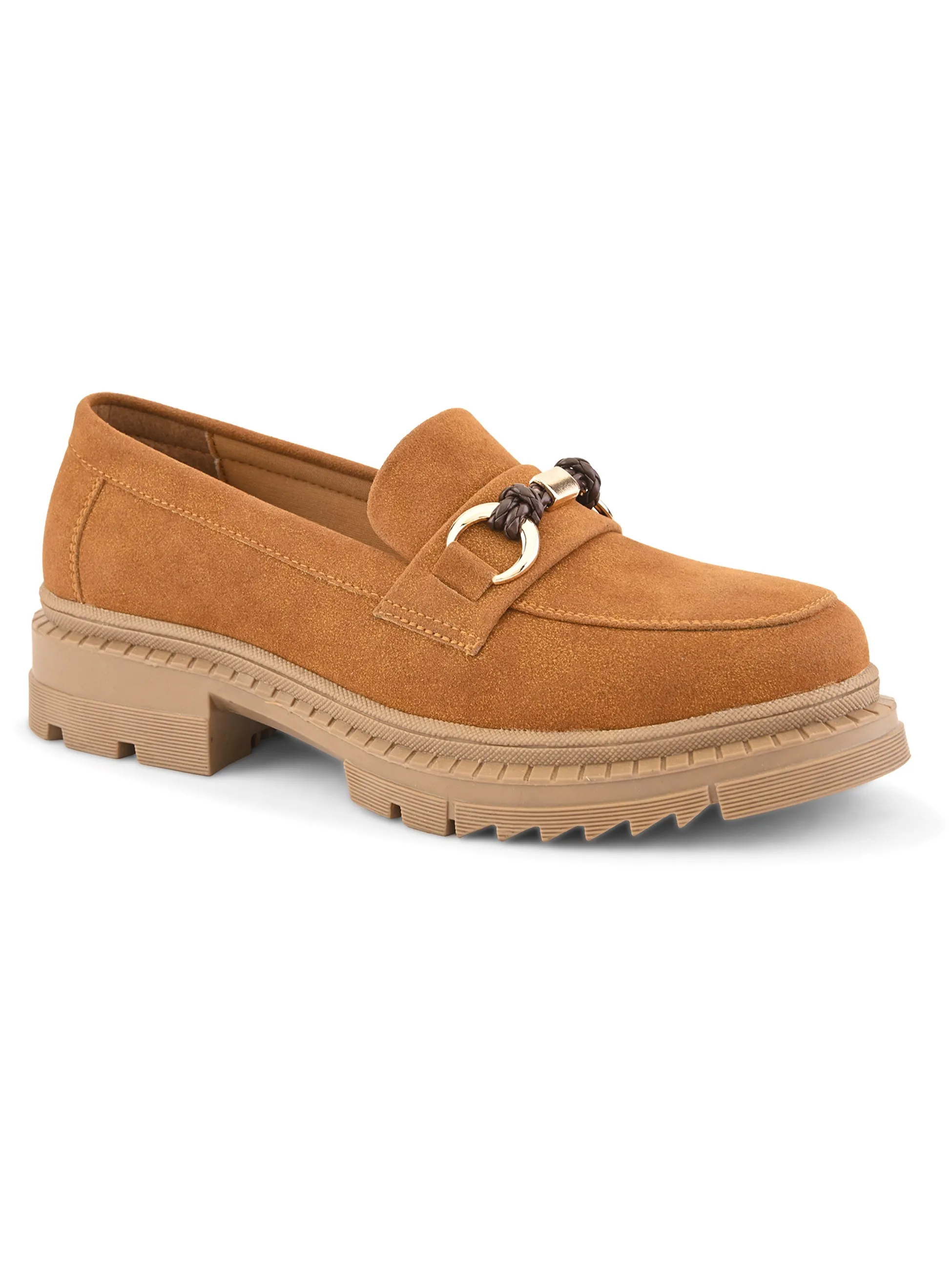 Bisou Women Tan Chunky Loafers Hermes Shoes Loafers