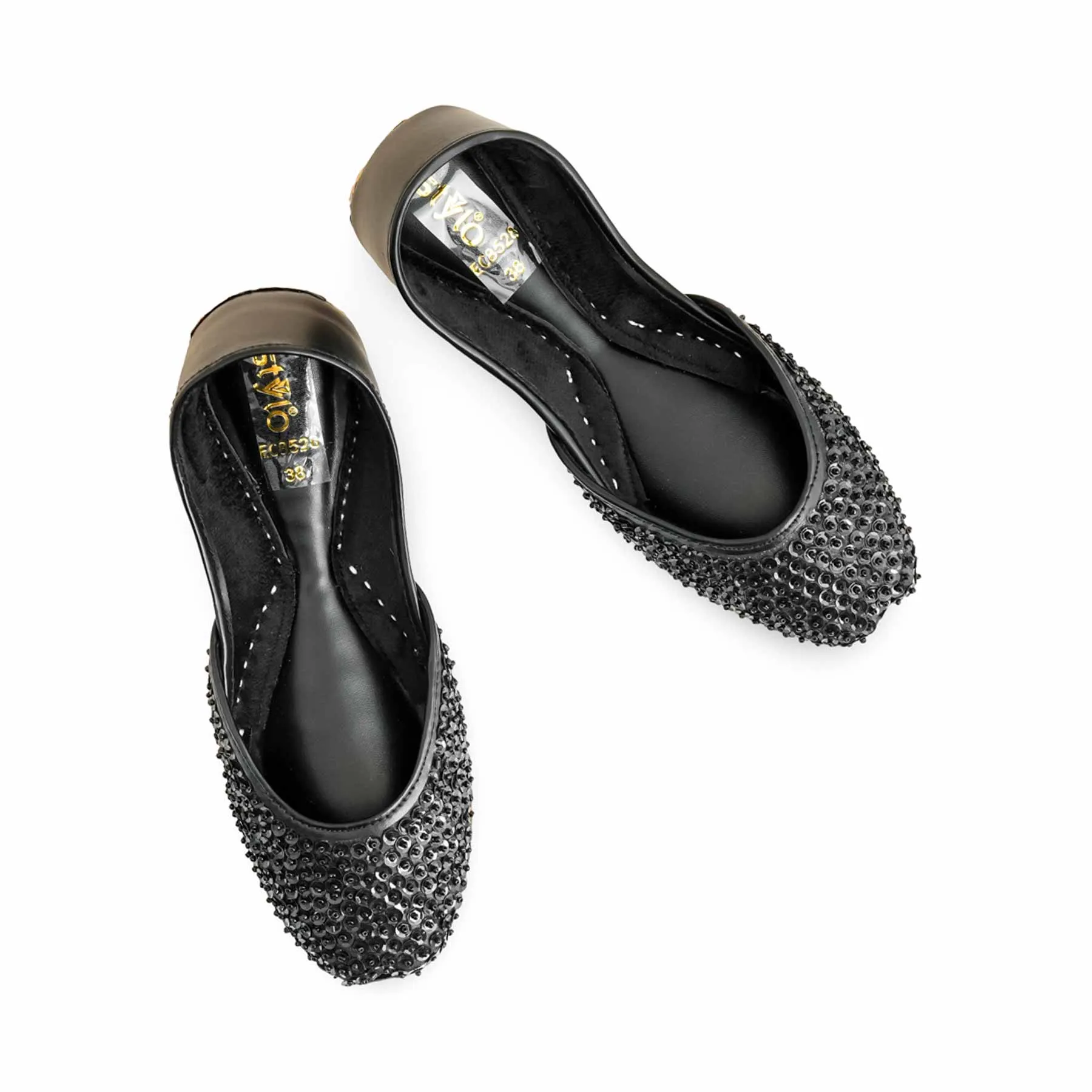 Lower East Side Flat Shoes Black Fancy Khusa For Women EC8528