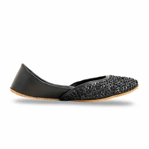 Black Fancy Khusa For Women EC8528 Flat Shoes With Spikes