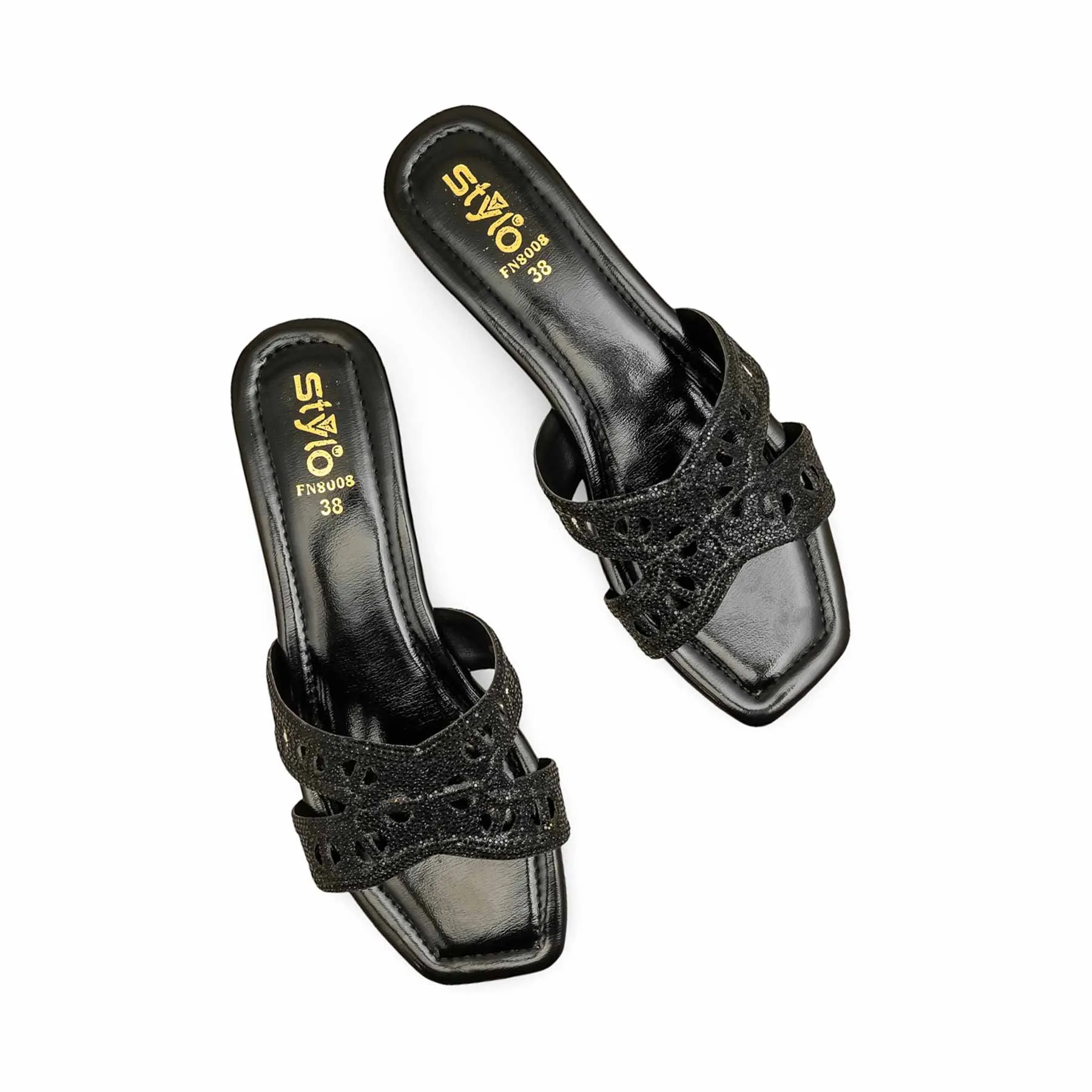 Black Fancy Slipper For Women FN8008 Slippers In Spanish Chanclas