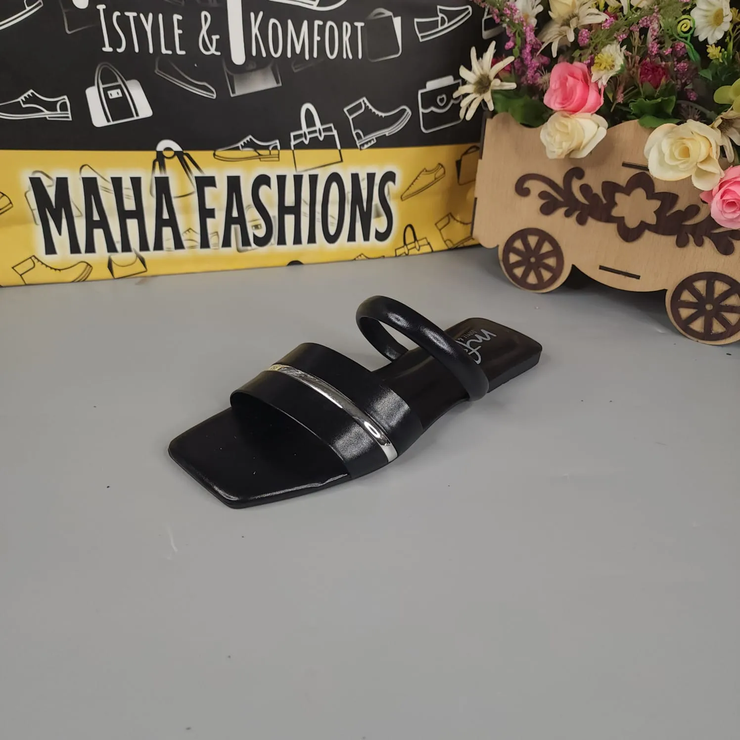 Flat Trainer Shoes Black Flat Slippers