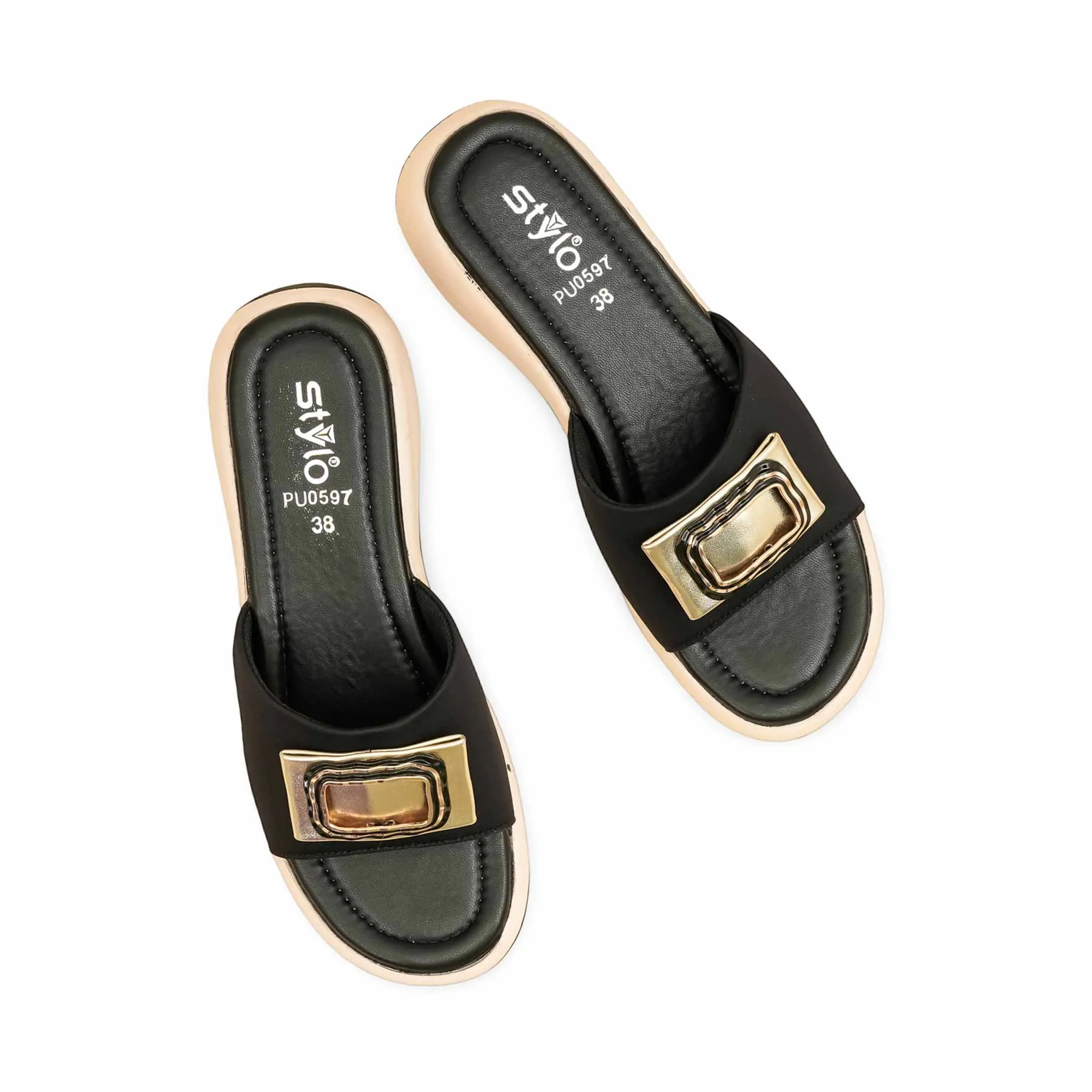 Black Formal Slipper For Women PU0597 Oofos Slippers