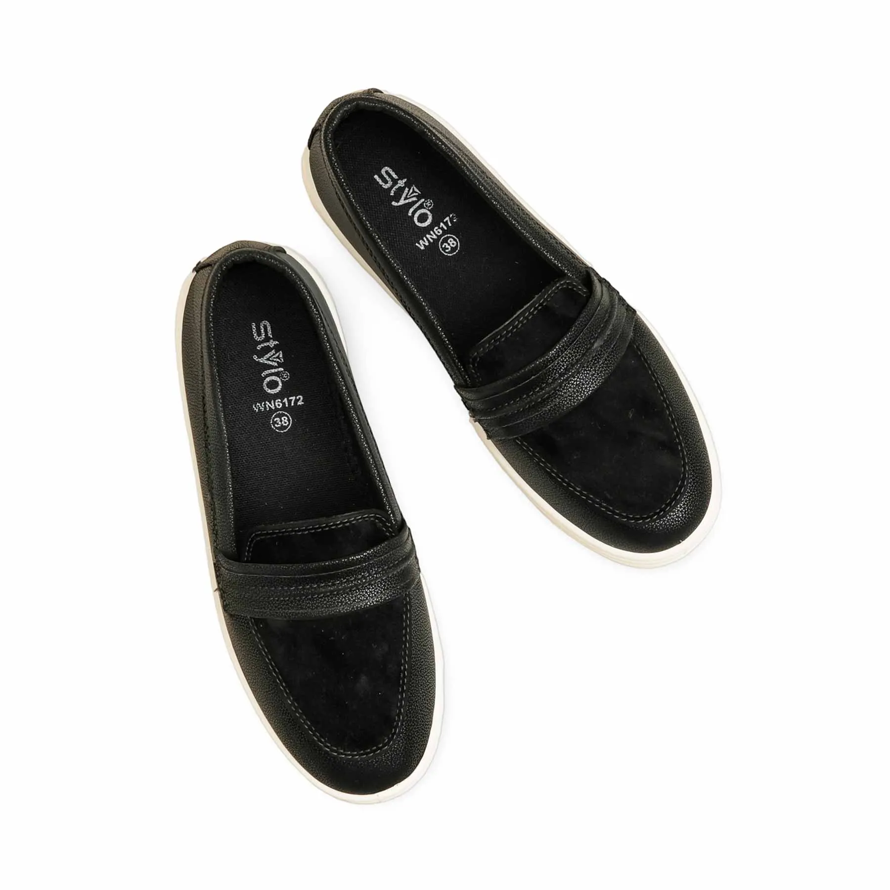 Casual Mary Jane Slip On Shoe Black Sneaker For Women WN6172