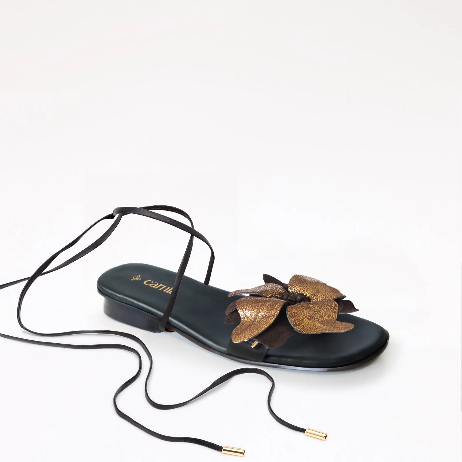 Black Swap Flat Sandal Brown Flower Black Gladiator Flat Foot Hiking Shoes