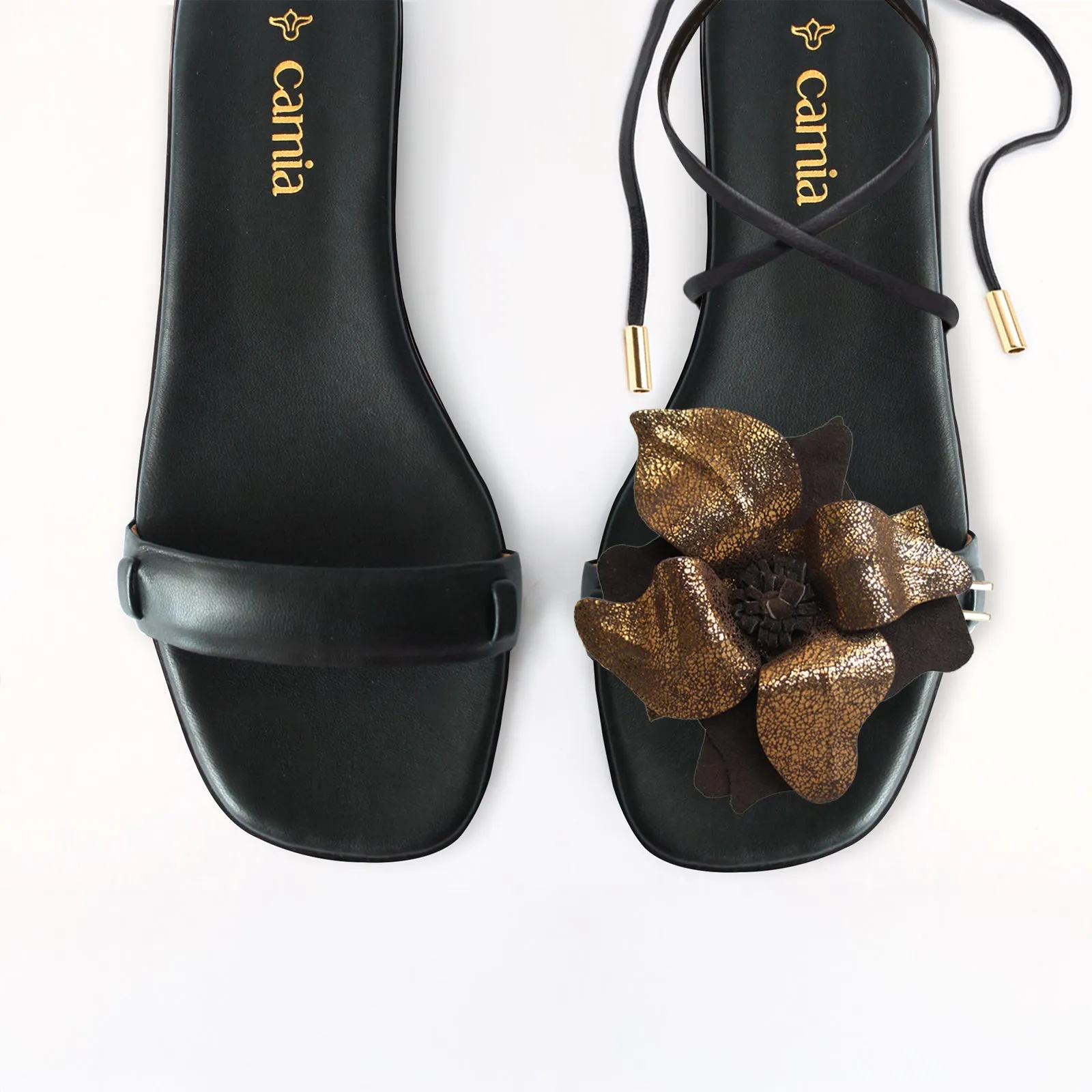 Flat Wedding Shoes Flats Black Swap Flat Sandal Brown Flower Black Gladiator