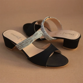 Extra Wide Clog Slippers Black Fancy & Stylish Slippers for Women