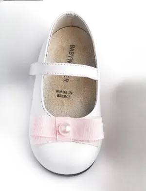 Spiked Flat Shoes White Leather Flat