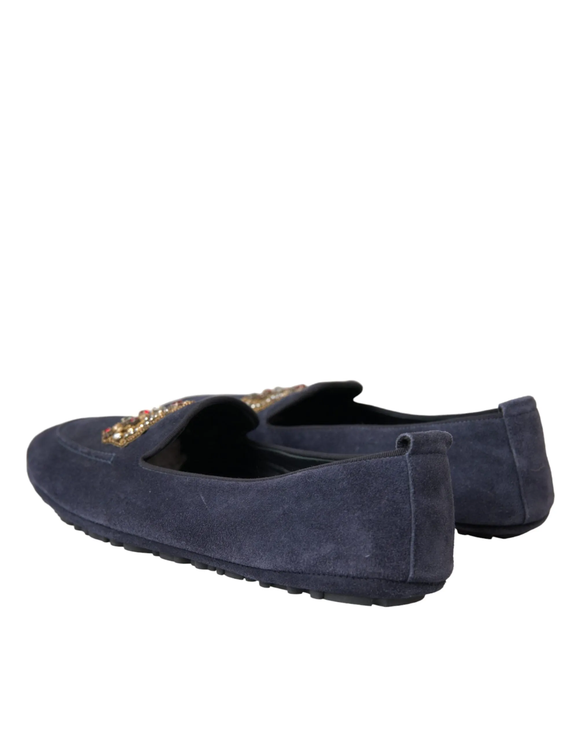 Blue Leather Suede Crystal Crown Loafers Shoes Payless Loafers