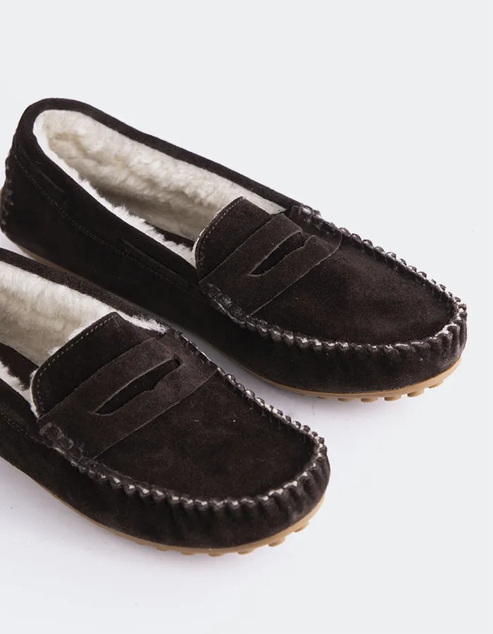 Bobble Brown Suede Comfortable Flat Office Shoes