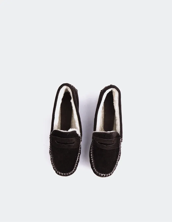 Animal Print Flat Shoes Bobble Brown Suede