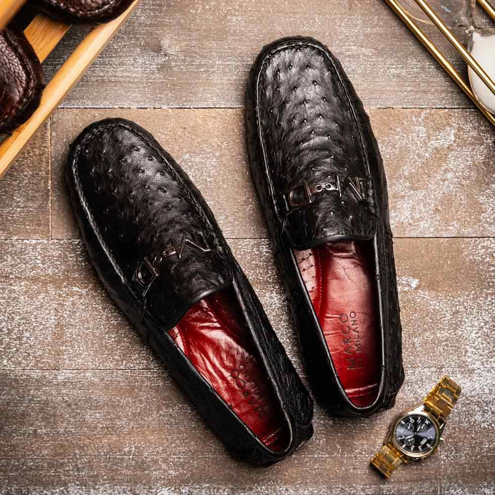 Bolonia Mens Genuine Ostrich Horse-Bit Driver Loafers | Marco Di Milano Summer Loafers Shoes
