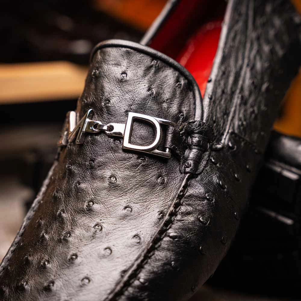 Lugged Loafers Bolonia Mens Genuine Ostrich Horse-Bit Driver Loafers | Marco Di Milano