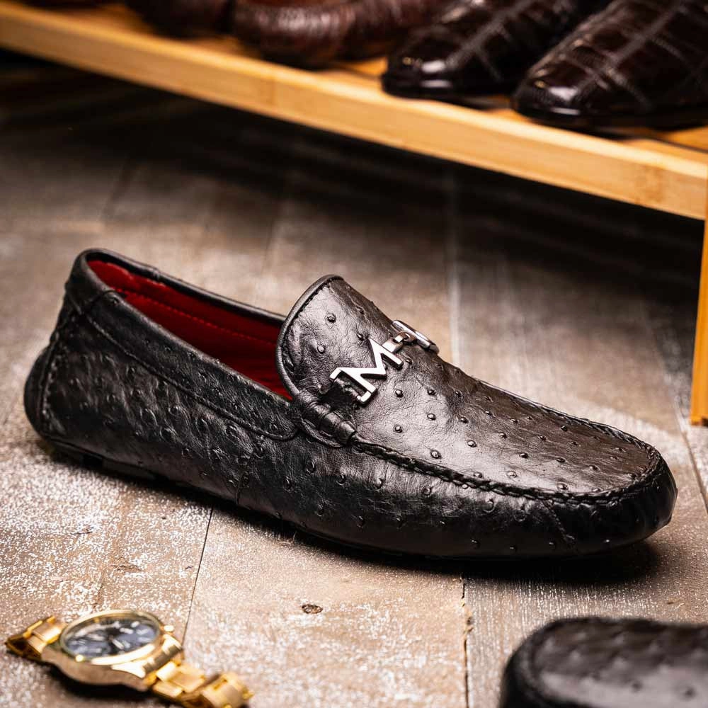 Loafers For Plantar Fasciitis Bolonia Mens Genuine Ostrich Horse-Bit Driver Loafers | Marco Di Milano
