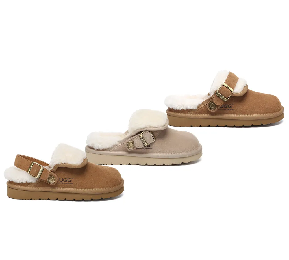 AUSTRALIAN SHEPHERD UGG Slippers Sheepskin Wool Adjustable Strap Slingback Tenley Mate Slippers