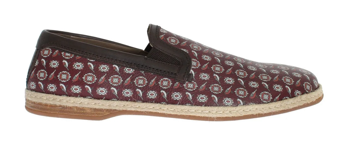 Tyler Durden Loafers Bordeaux Leather Bird Pattern Loafers