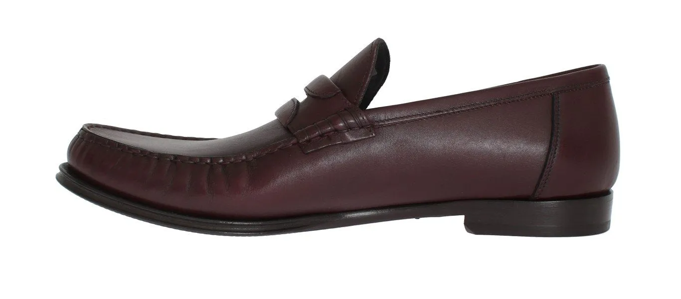 Heels Loafers Bordeaux Leather Loafers Shoes