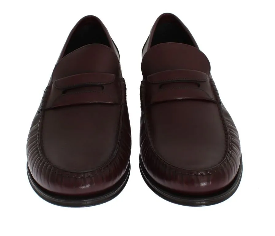 Bordeaux Leather Loafers Shoes Custom Loafers