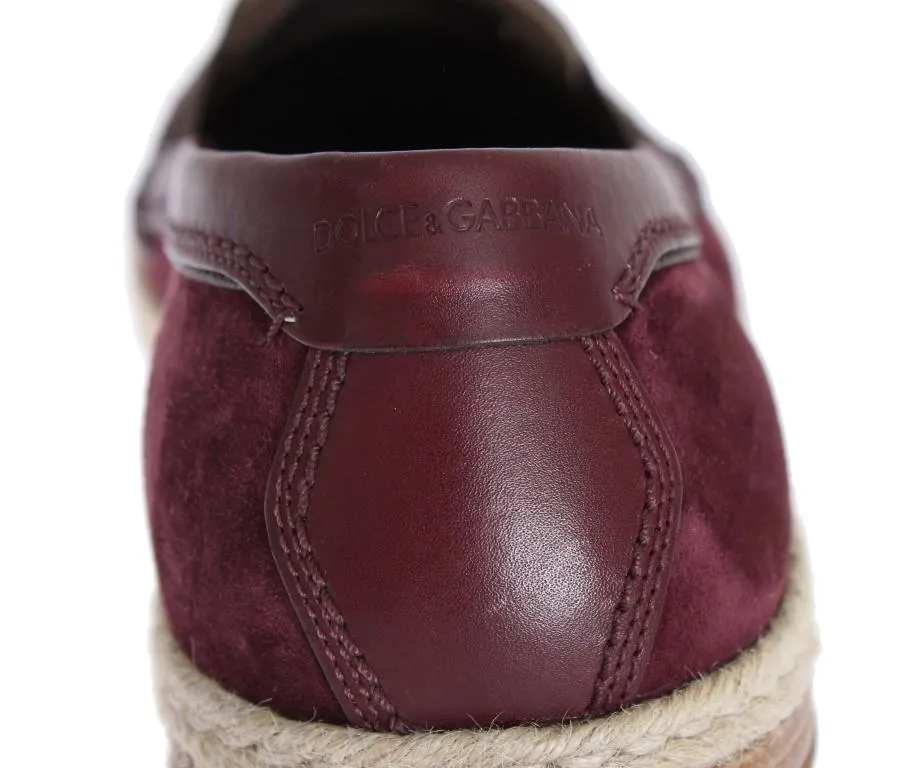 Bordeaux Suede Leather Logo Loafers Golden Loafers