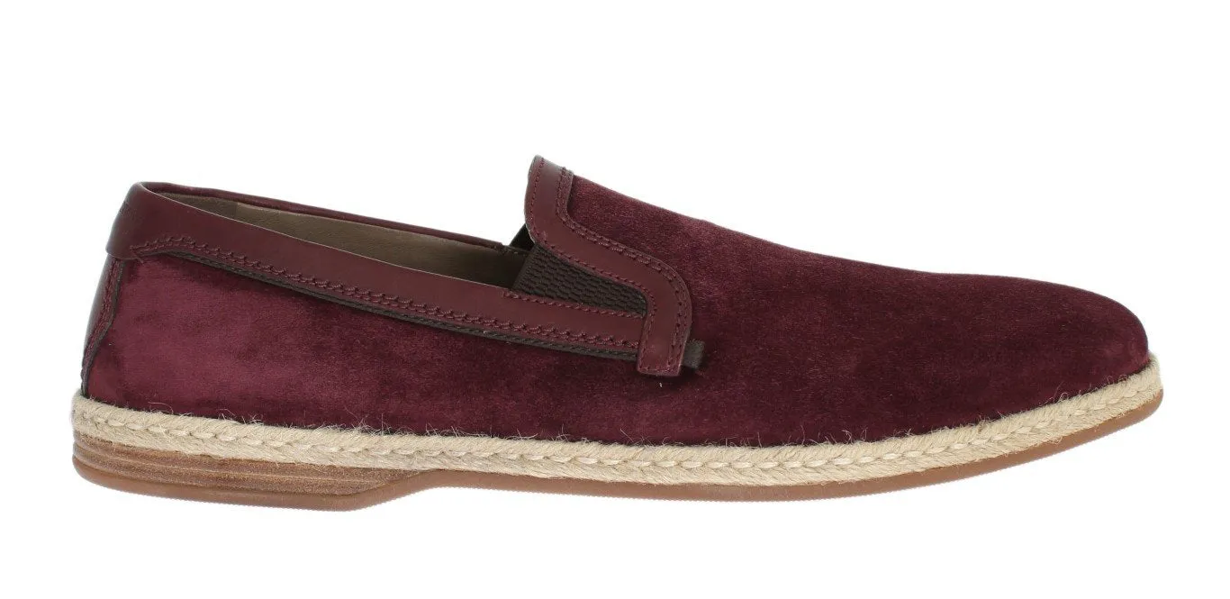 Bordeaux Suede Leather Logo Loafers Loafers Monogram