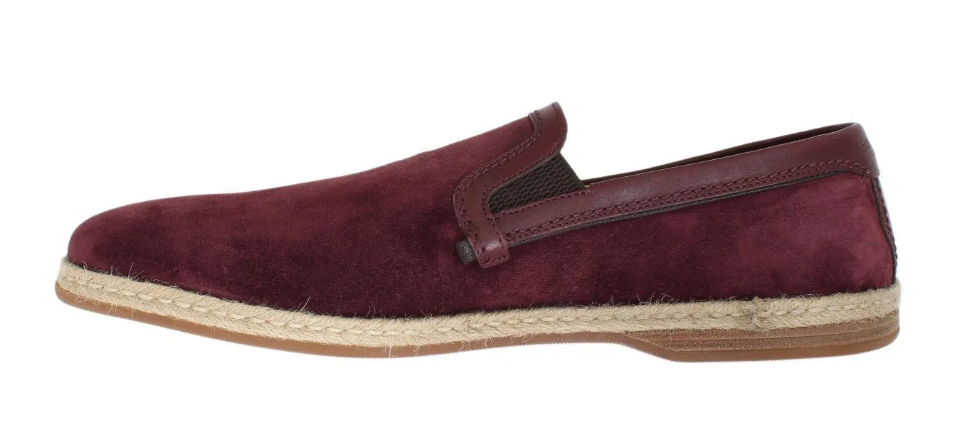 Mocassins Loafers Bordeaux Suede Leather Logo Loafers