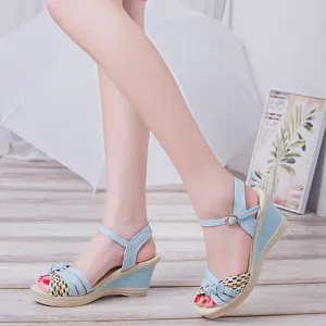 Cushioned Casual Shoes Women Sandals Bohemian Wedge Sandals Summer Women Shoes Comfortable Fashion Woven Shoes Women Beach Sandals
