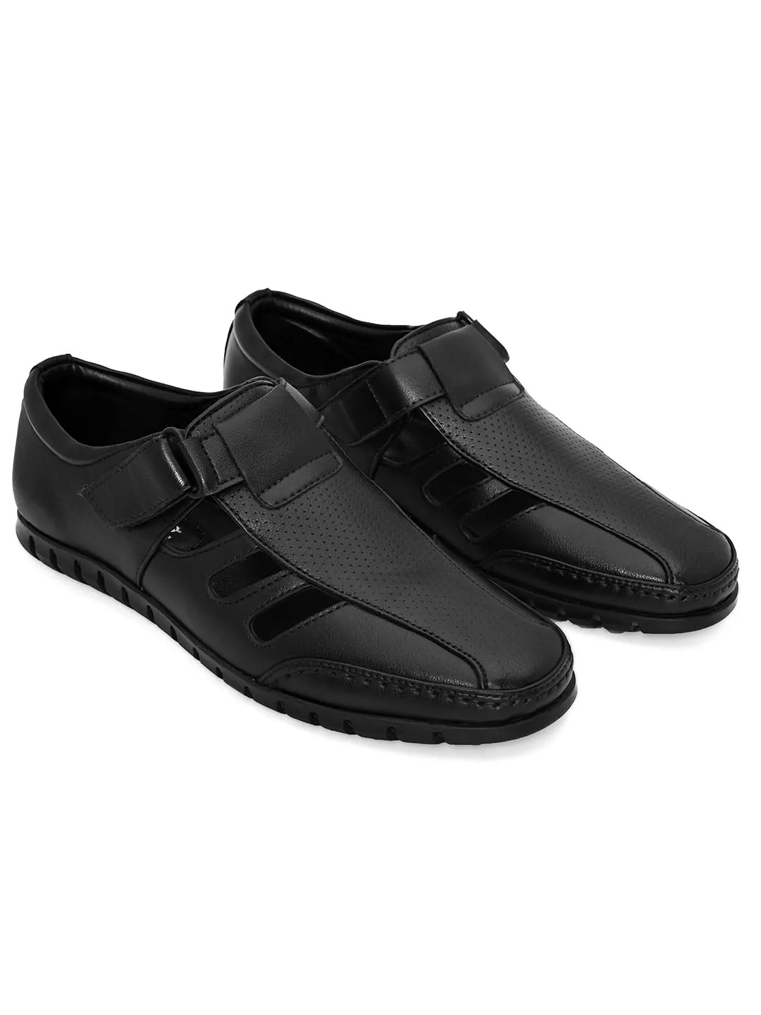 Breezer Black Cut-Work Sandals Nicest Sandals