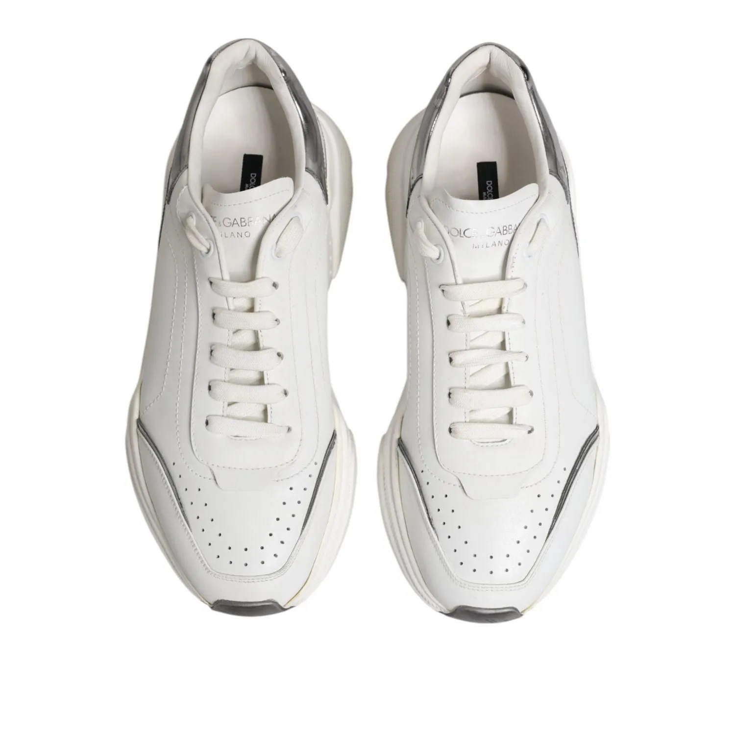 Dolce & Gabbana White Daymaster Leather Low Top Sneakers Shoes Trail Hiking Sneakers