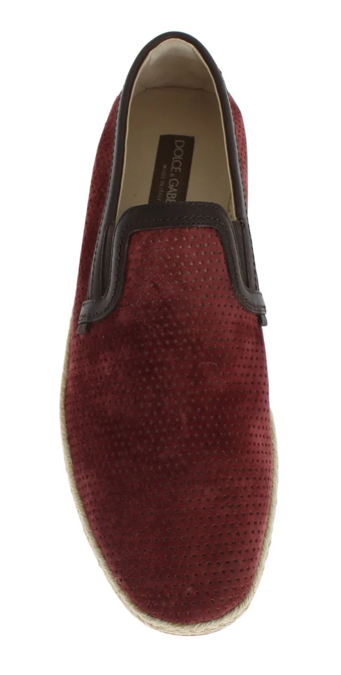 Heart Buckle Loafers Bordeaux Leather Breathable Loafers