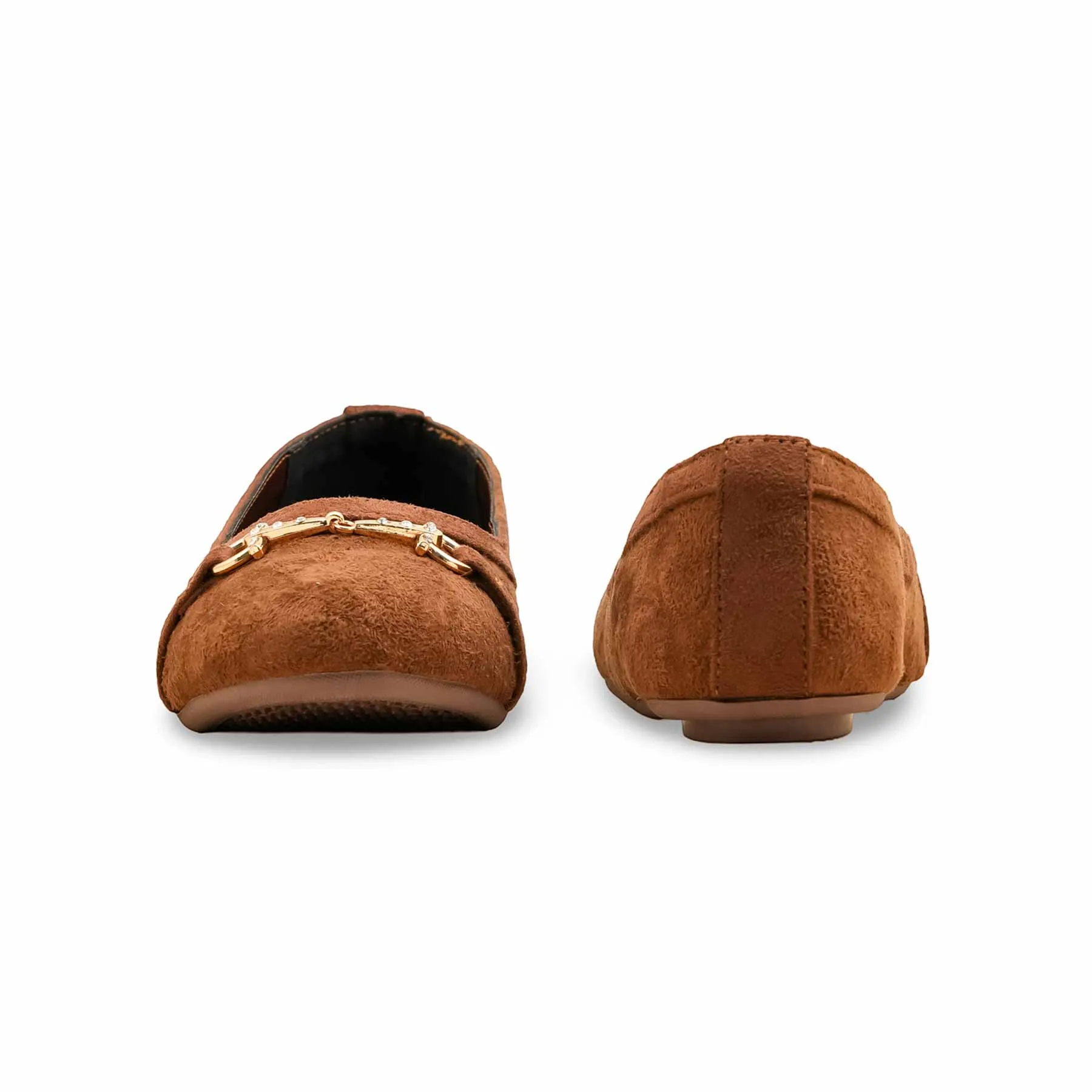 Brown Pumps For Ladies WN1351 Flat Mary Jane Shoes Double Strap