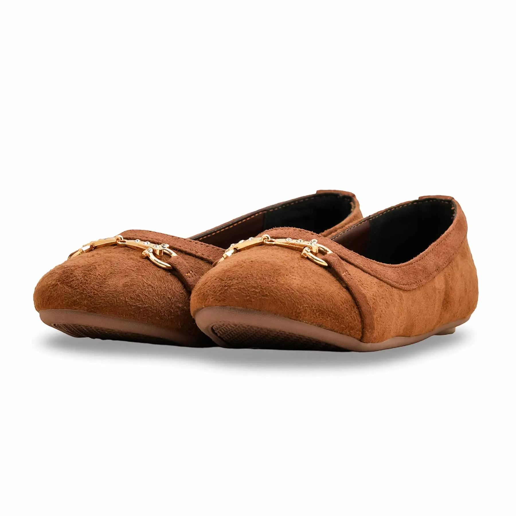 Comfortable Ballet Flat Shoes Brown Pumps For Ladies WN1351