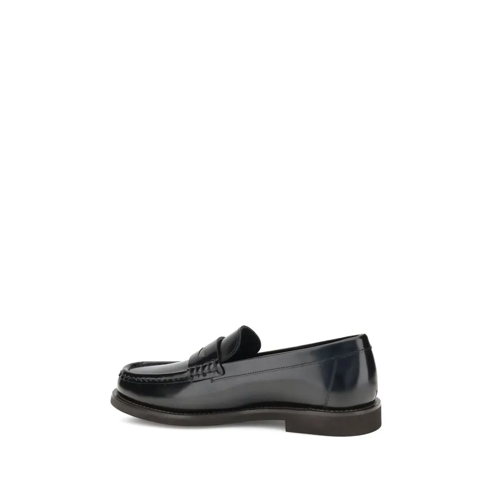 Cole Haan Loafers Sale Brunello Cucinelli Black Calf Leather Bos Taurus Slip-On Loafers
