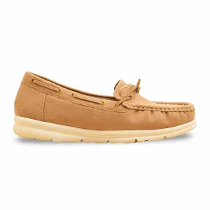 Beige Women Moccasin WN4486 Casual Suede Derby Shoes