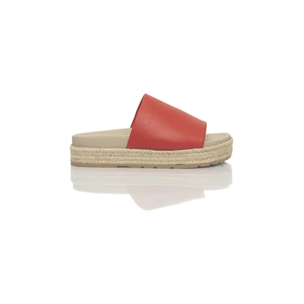 Cerruti 1881 Red Calfskin Women Sandal Velcro Sandals