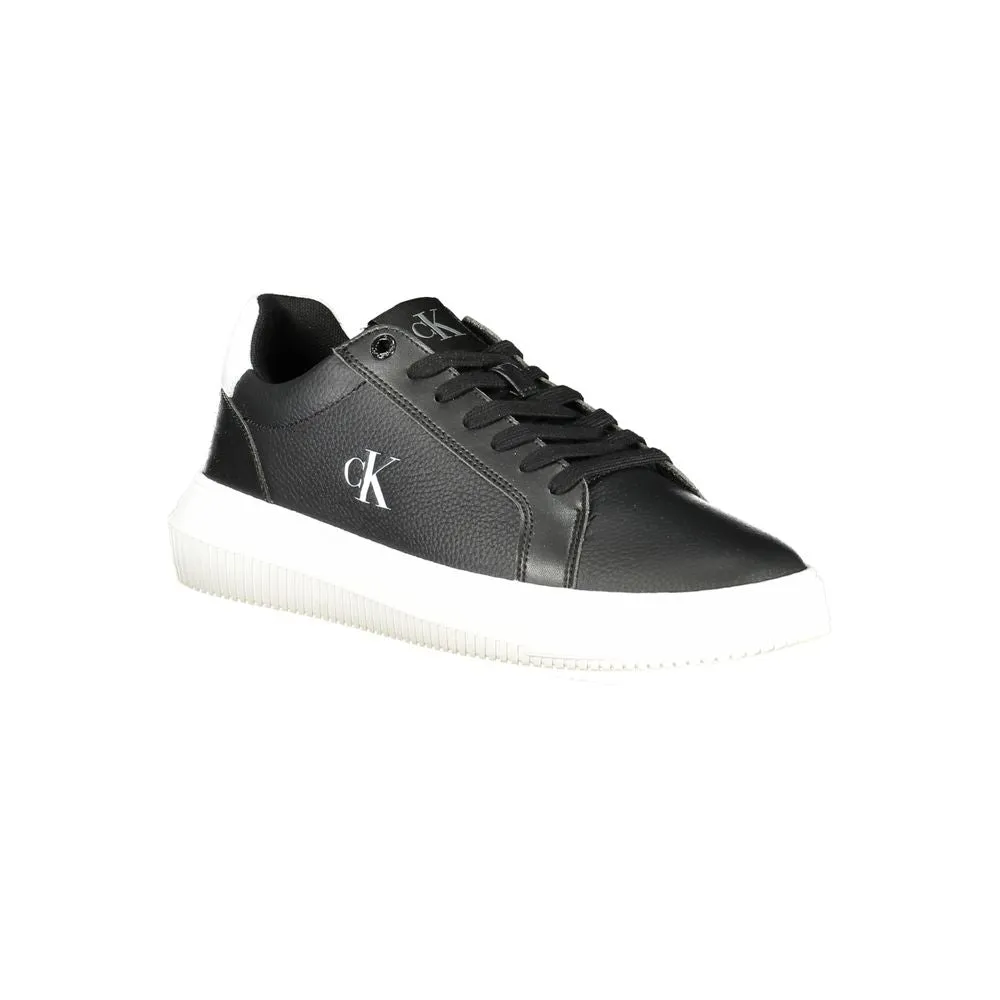 Calvin Klein Black Leather Men Sneaker Crocodilely Casual Shoe