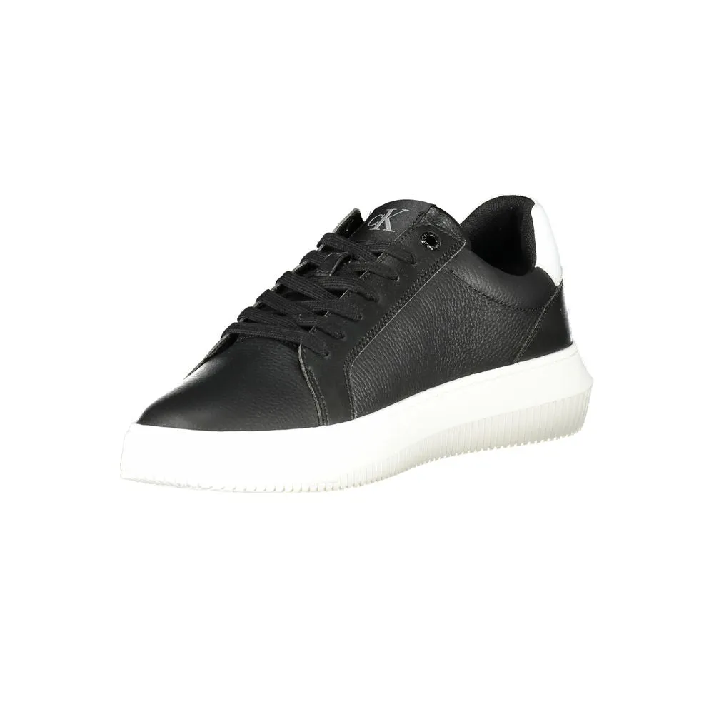 Calvin Klein Black Leather Men Sneaker Blazer Low Jumbo Swoosh Casual Shoes