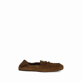 Union Loafers Pizza Miu Miu Brown Calf Leather Bos Taurus Slip-On Loafers