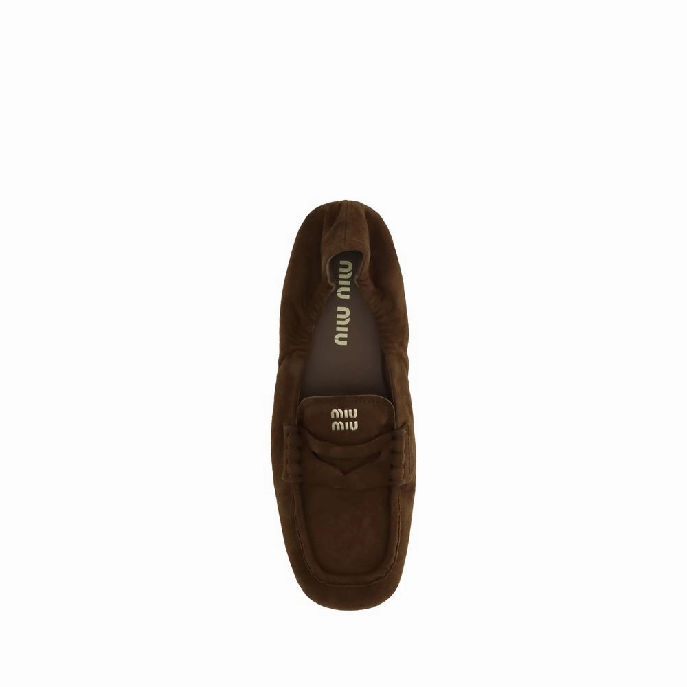 Monolith Lug-sole Loafers Miu Miu Brown Calf Leather Bos Taurus Slip-On Loafers