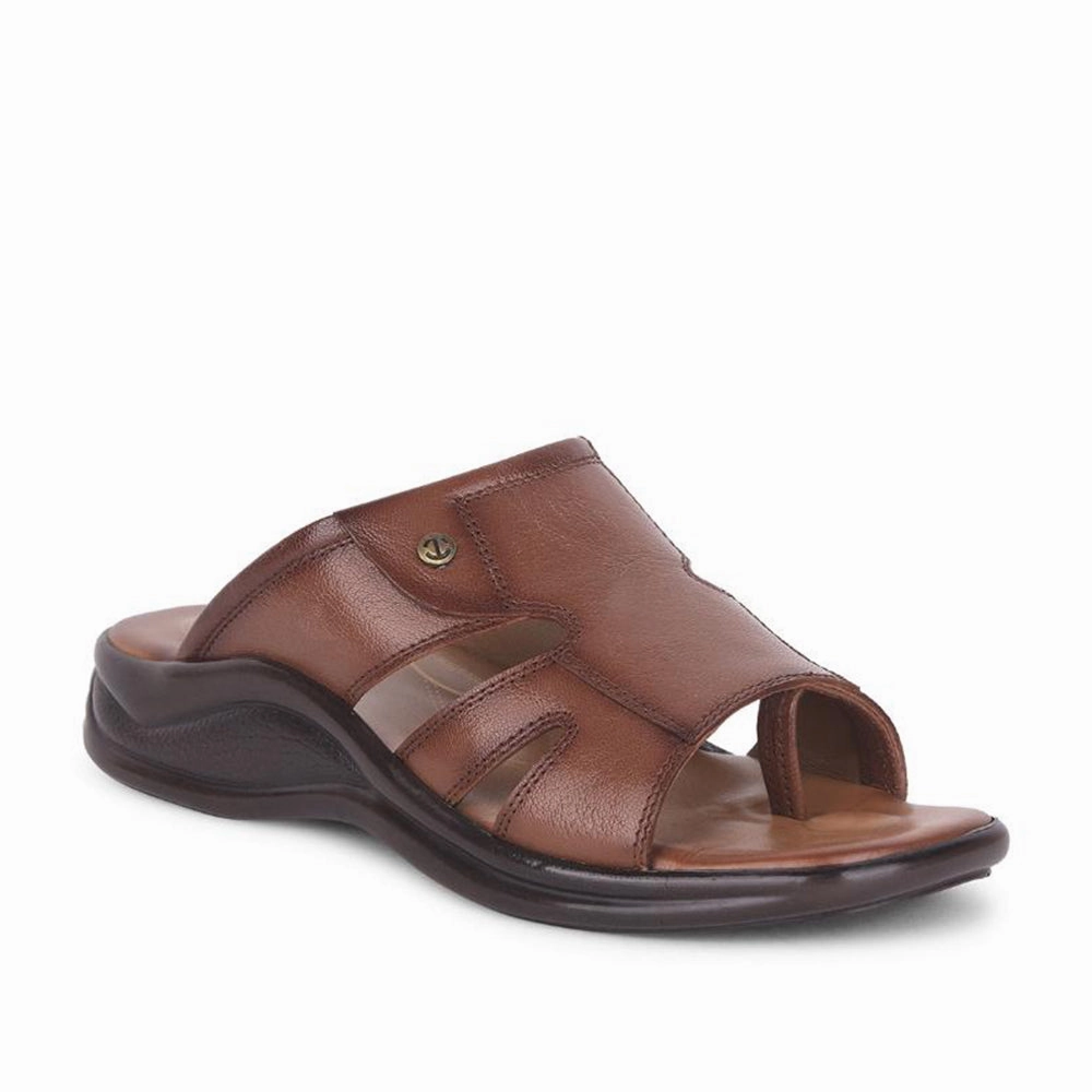 Hard Sole Slippers Healers Casual Tan Toe Ring Slippers For Men 2013-903 By Liberty