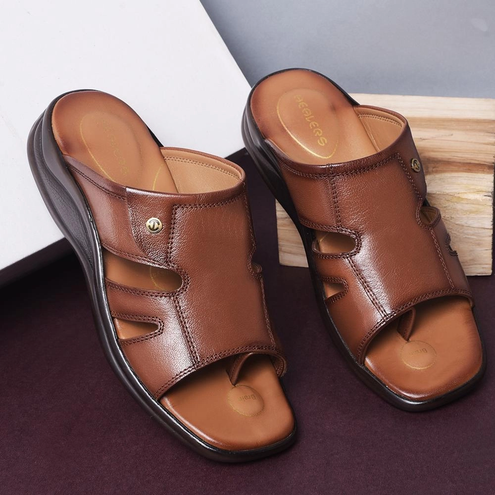 Chicken Slippers Healers Casual Tan Toe Ring Slippers For Men 2013-903 By Liberty