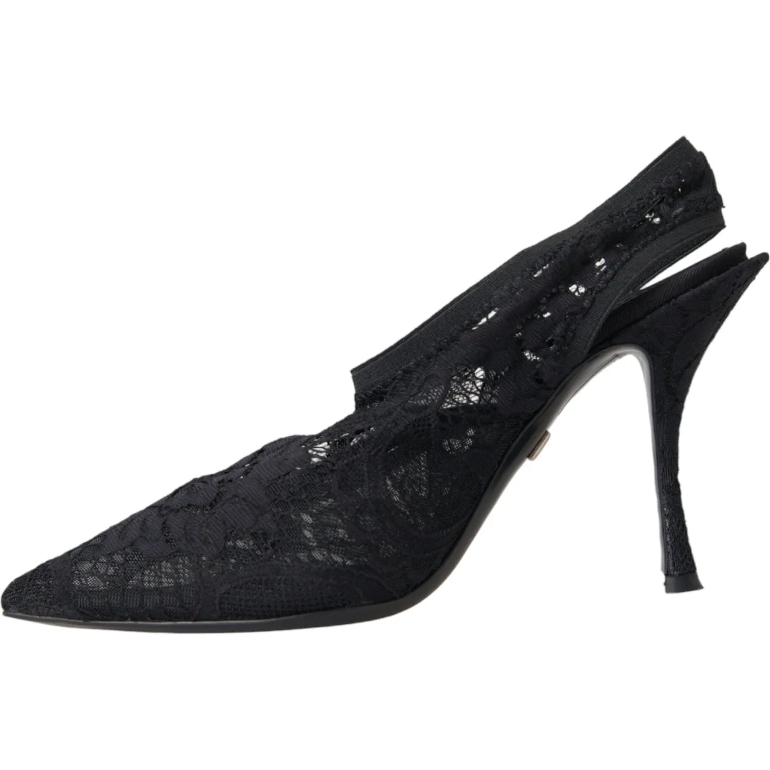 Dunnet Flower Buttersoft Leather Sandals Dolce & Gabbana Black Lace Stretch Heels Slingbacks Shoes